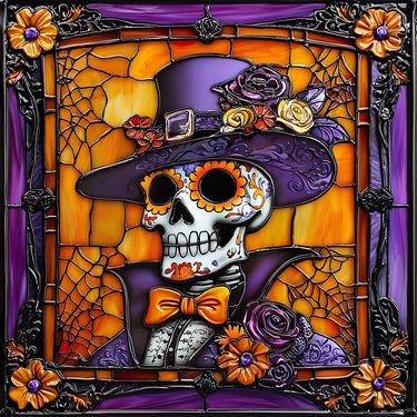 Halloween Skull Sign, DCO-102391, Sign For Wreath, 10x10in Metal Sign
